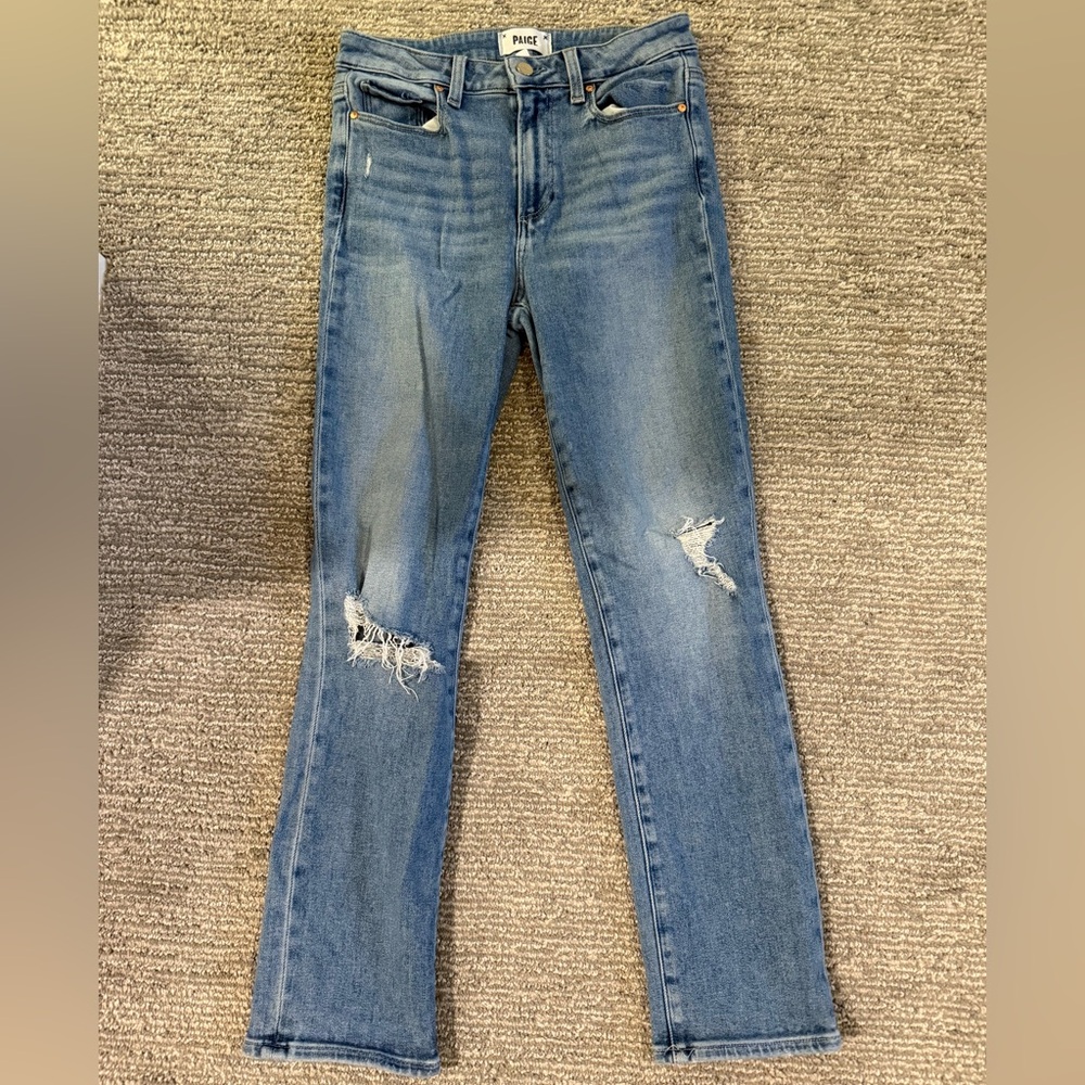 PAIGE Cindy Skinny Jeans Women’s 27 Distressed Light Wash Mid Rise